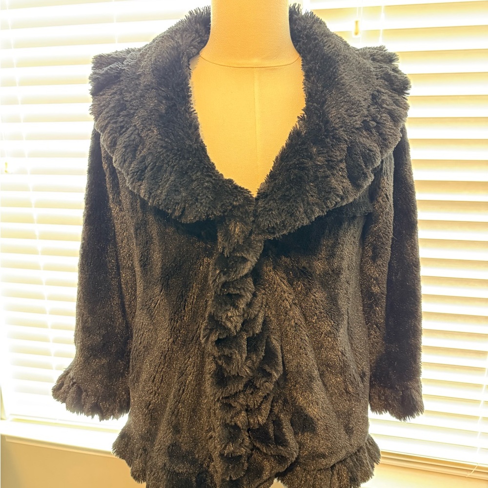 Damselle New York Luxurious Black Faux Fur Jacket